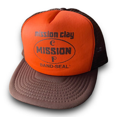 Vintage 1980s Mission Clay Band Seal Roof Tile Mesh Trucker Snapback Hat