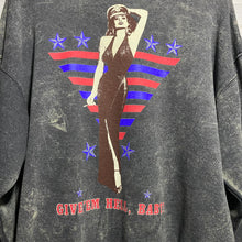 Load image into Gallery viewer, Vintage Military Pin-Up Girl Give ‘Em Hell Baby! Washed Pullover Sweatshirt