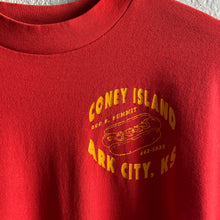 Load image into Gallery viewer, Vintage 90s 1990s Coney Island Ark City Kansas Hotdog Glizzy Long Sleeve Shirt