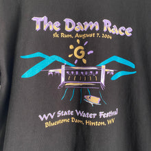 Load image into Gallery viewer, Vintage 2004 Y2K The Dam Race WV State Water Festival 5K Hinton West Virginia Tee Shirt