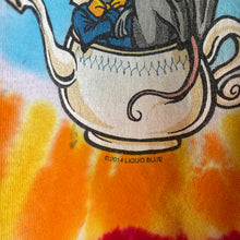 Load image into Gallery viewer, Vintage 2014 Alice in Wonderland Liquid Blue Tie Dye Tee Shirt