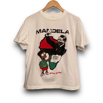 Vintage 1990s Black Bart Simpson Nelson Mandela President Tee Shirt