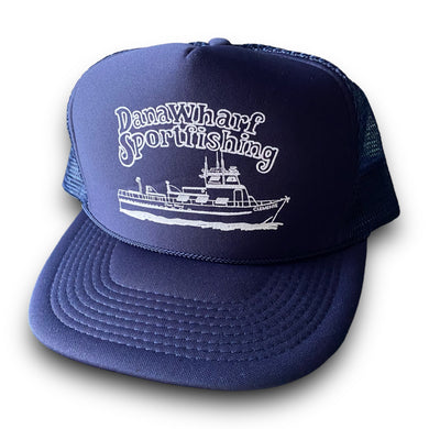 Vintage 1990s Dana Wharf Sportfishing Fishing Mesh Trucker Snapback Hat