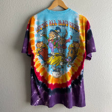 Load image into Gallery viewer, Vintage 2014 Alice in Wonderland Liquid Blue Tie Dye Tee Shirt
