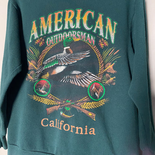 Vintage 1990s American Outdoorsman California Crewneck Mallard Duck Hunting Fishing Sweatshirt