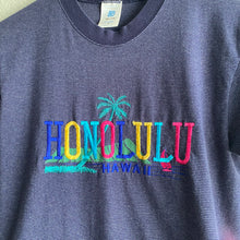 Load image into Gallery viewer, Vintage 90s 1990s Honolulu Hawaii Embeoidered Striped Tee Shirt