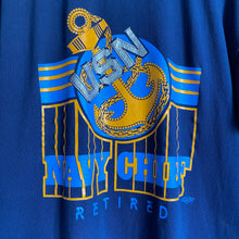 Load image into Gallery viewer, Vintage 90s 1990s USN US Navy Chief Retired Single Stitch Tee Shirt