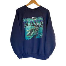 Load image into Gallery viewer, Vintage 90s 1990s United States Navy Aircraft Carrier Jet Pullover Crewneck Sweatshirt