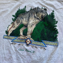 Load image into Gallery viewer, Vintage 90s 1990s Wolf Cocoa Beach Florida Air Waves Single Stitch Tee Shirt