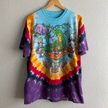 Load image into Gallery viewer, Vintage 2014 Alice in Wonderland Liquid Blue Tie Dye Tee Shirt