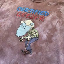 Load image into Gallery viewer, Vintage 1990s 90s Certified Geezer Tie Dye Elderly Old Man Single Stitch Tee Shirt