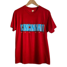 Load image into Gallery viewer, Vintage 80s 1980s Cincinnati Red Hot Puff Print Screen Stars Tee Shirt