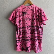 Load image into Gallery viewer, Vintage 90s 1990s AOP Surf Mania Neon Pink Single Stitch Tee Shirt