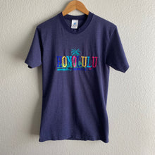 Load image into Gallery viewer, Vintage 90s 1990s Honolulu Hawaii Embeoidered Striped Tee Shirt