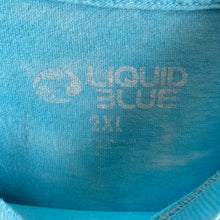 Load image into Gallery viewer, Vintage 2014 Alice in Wonderland Liquid Blue Tie Dye Tee Shirt