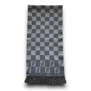 Vintage Fendi Zucca Checkered Monogram Wool Scarf