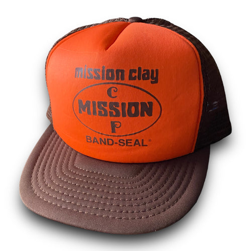 Vintage 1980s Mission Clay Band Seal Roof Tile Mesh Trucker Snapback Hat