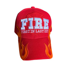 Load image into Gallery viewer, Vintage Fire Department First In Last Out Flames Fire Velcro Hat