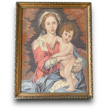 Load image into Gallery viewer, Vintage Madonna and Child Needlepoint Framed Religious Art