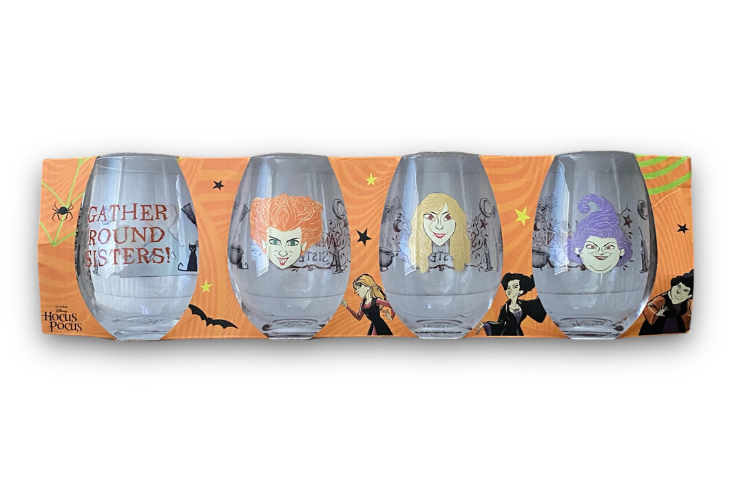 Walt Disney Hocus Pocus Set of Stemless Glasses Halloween Drinking Glass